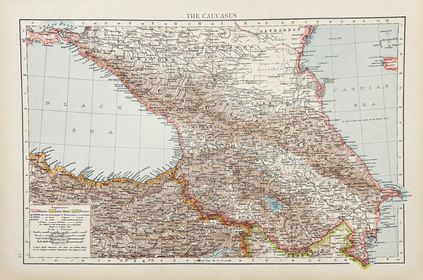 Original Antique Map - Richard Andree - The Caucasus - Tbilisi - Black Sea - G3