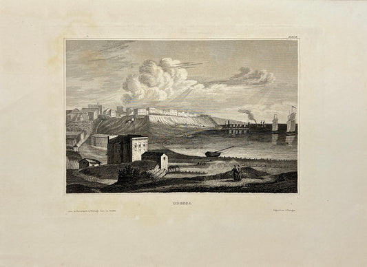 Original Antique Engraving - Karl Reiss - View of Odessa in Ukraine - E5