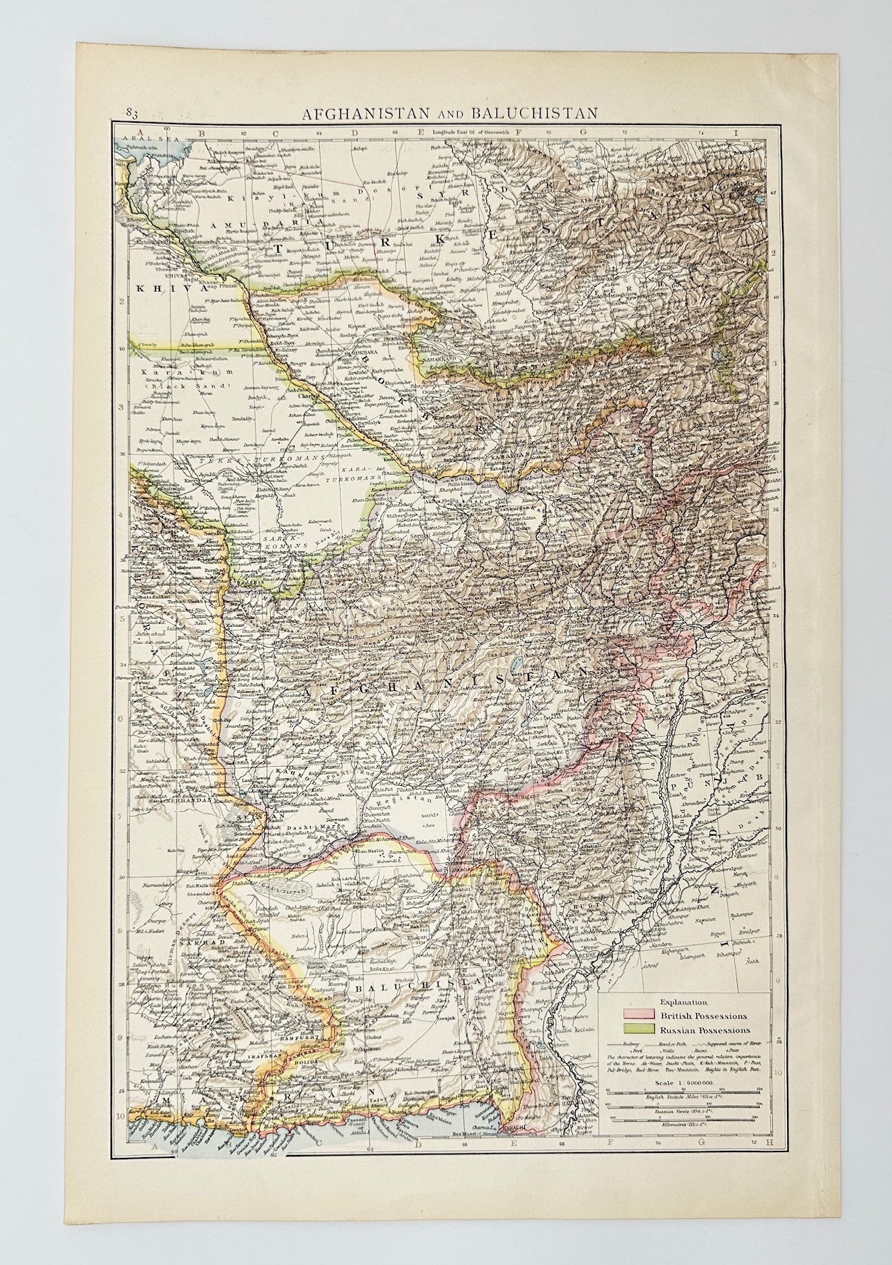 Original Antique Map - Richard Andree - Afghanistan and Baluchistan - G3