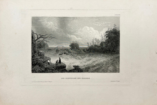 Original Antique Engraving - Karl Reiss - View of The rapids of Niagara - E5