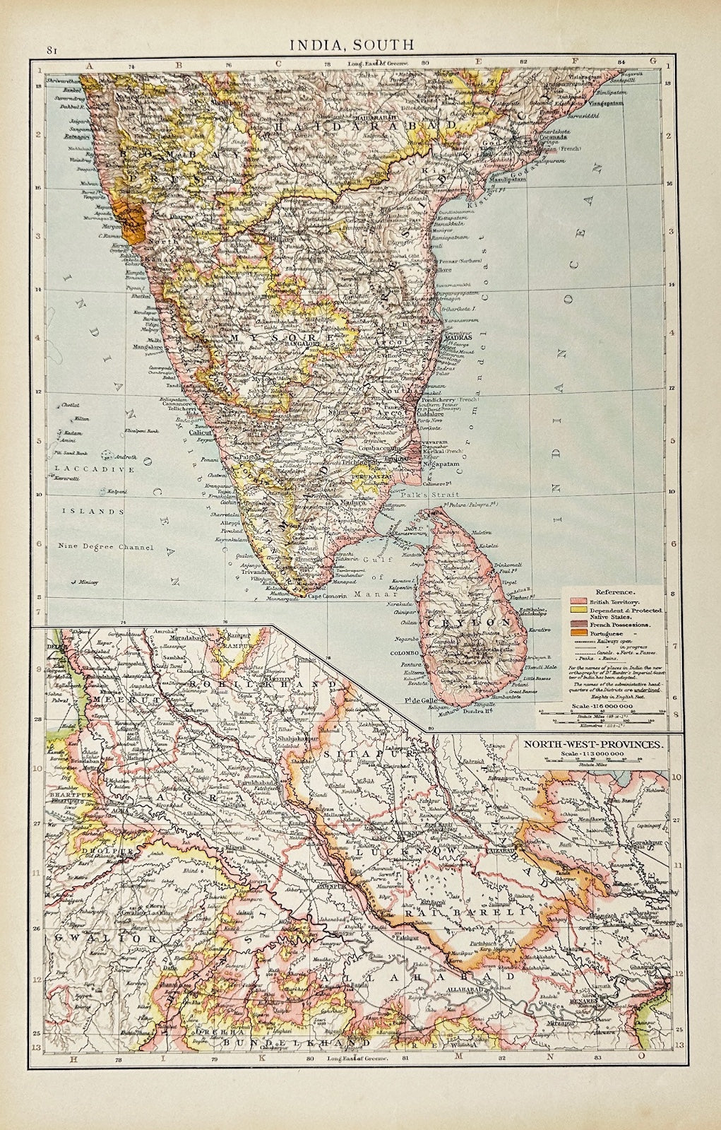 Antique Map - Richard Andree - India, South - Burma - Malay Peninsula - G3