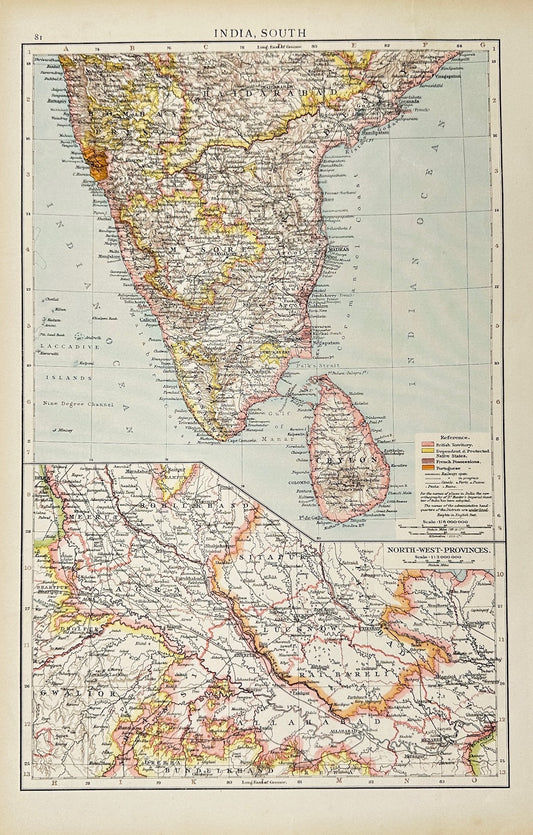Antique Map - Richard Andree - India, South - Burma - Malay Peninsula - G3