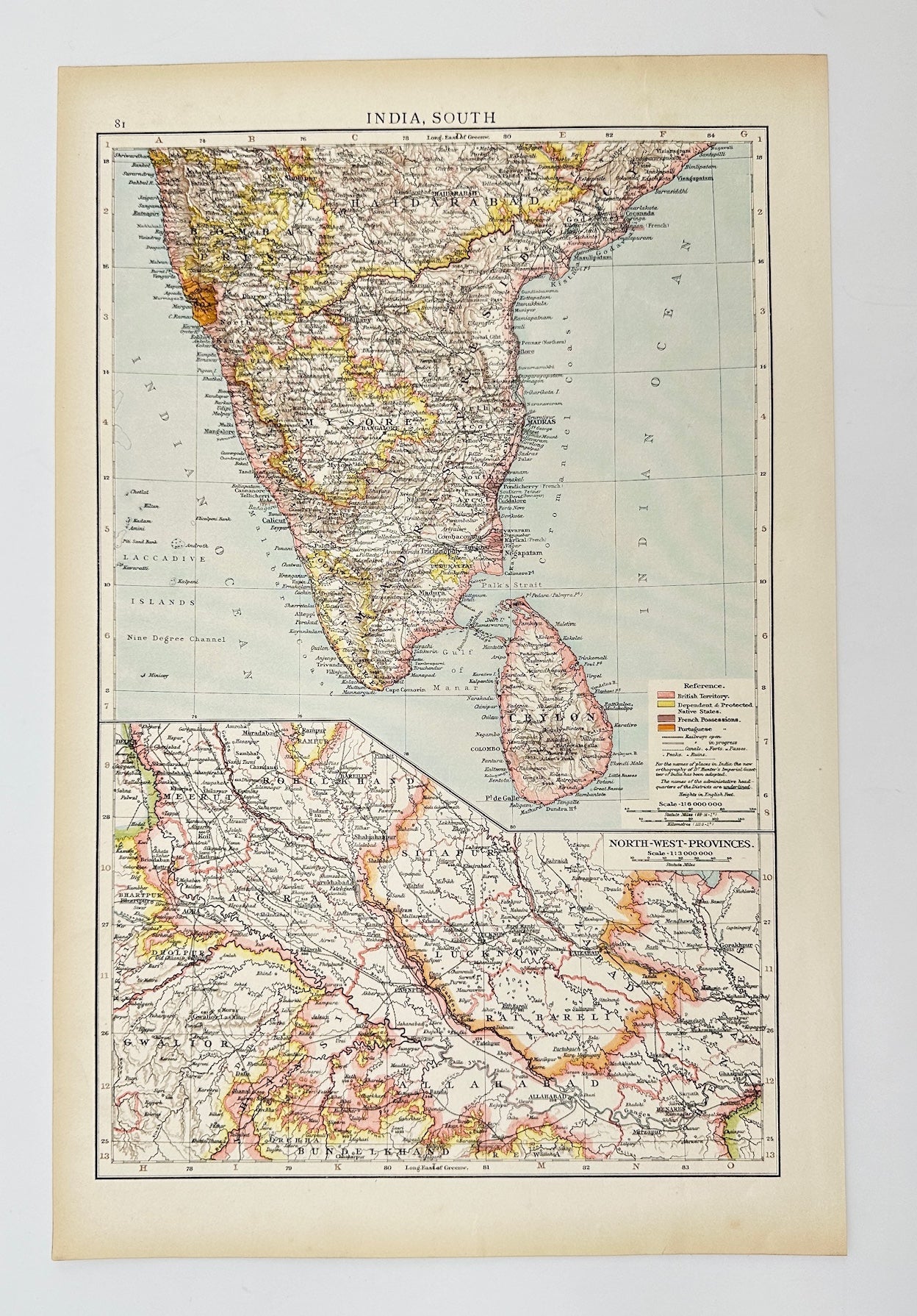 Antique Map - Richard Andree - India, South - Burma - Malay Peninsula - G3