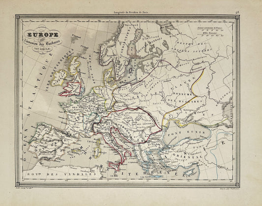 Original Antique Map - Felix Delamarche - Europe - Slavs - Pontus Euxine - G3