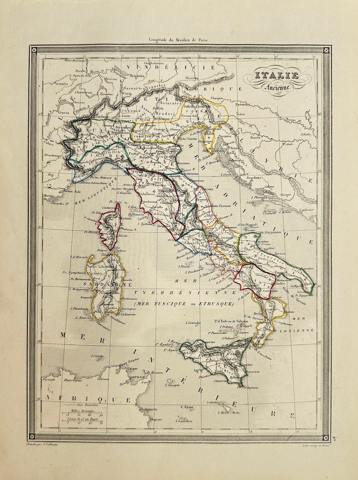 Original Antique Map - Felix Delamarche - Italy Ancient - Rome - Venice - G3