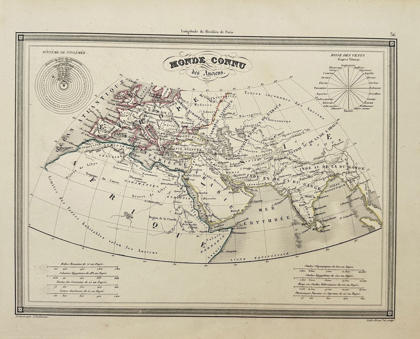 Original Antique Map - Felix Delamarche - World Known to the Ancients - G3