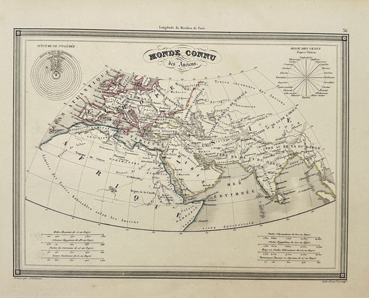 Original Antique Map - Felix Delamarche - World Known to the Ancients - G3