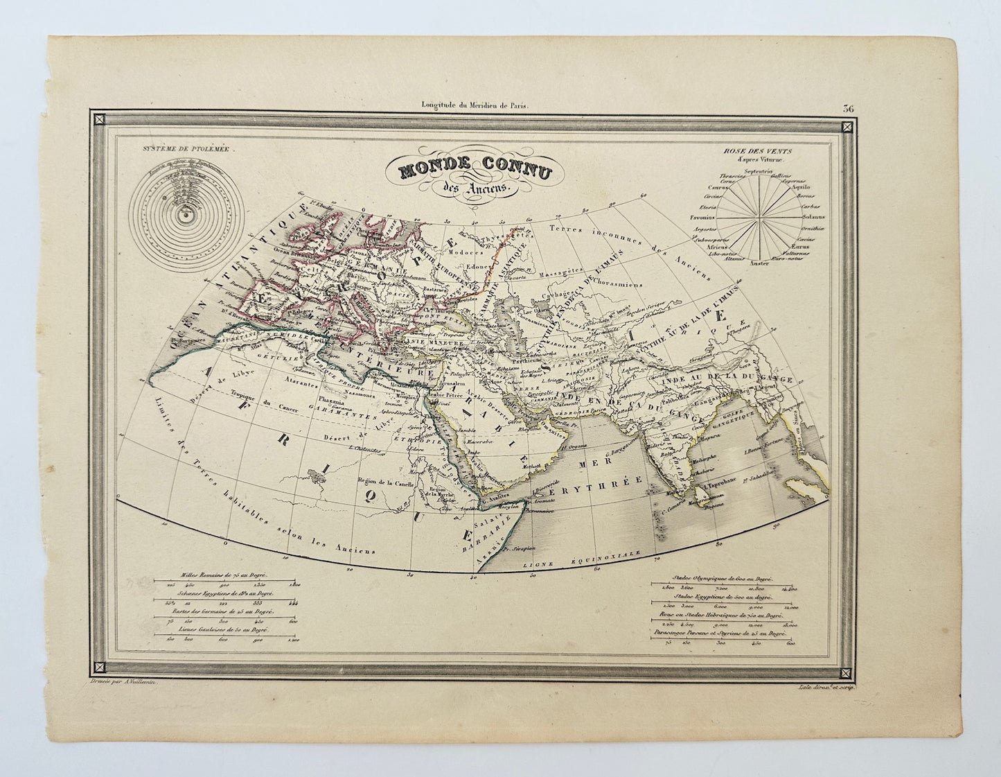 Original Antique Map - Felix Delamarche - World Known to the Ancients - G3