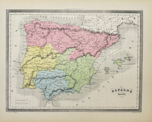 Original Antique Map - Felix Delamarche - Ancient Spain - Madrid - G3
