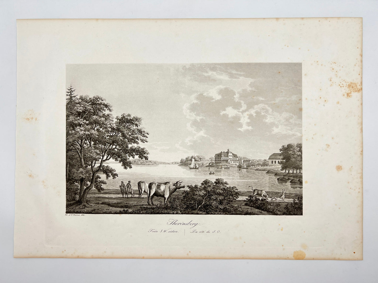 Antique Engraving - Ulrik Thersner - View of Svane Holm Castle in Sweden - E3