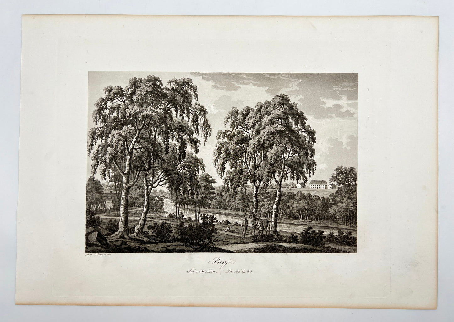 Original Antique Engraving - Ulrik Thersner - View of Berg in Sweden - E3