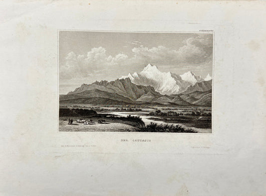 Original Antique Engraving - Karl Reiss - View of Caucasus Mountains - E5