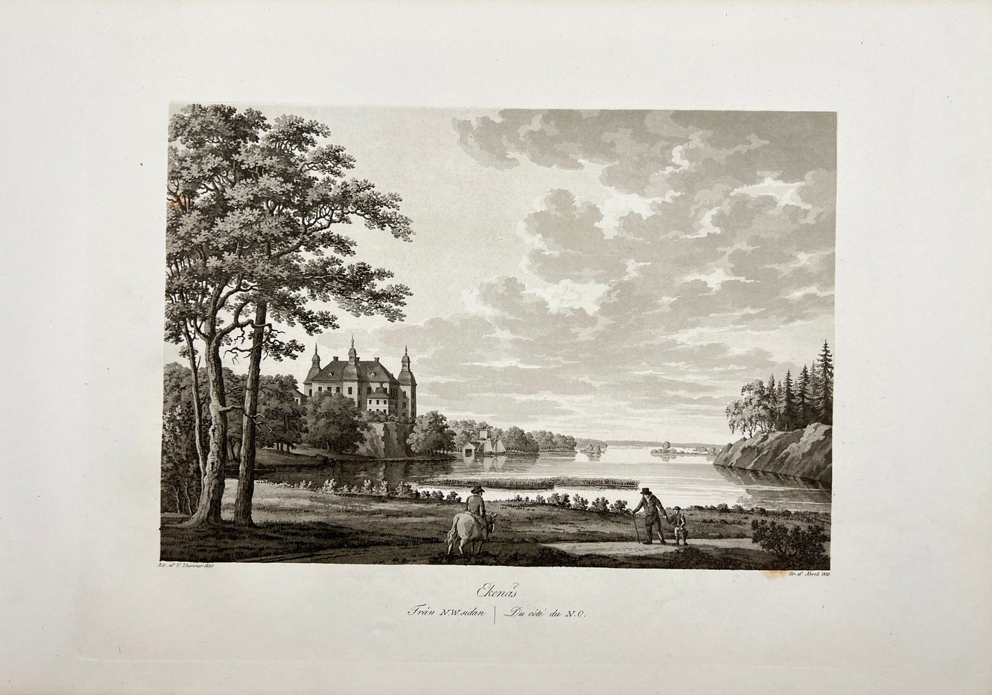 Antique Engraving - Ulrik Thersner - View of Ekenas Castle in Sweden - E3