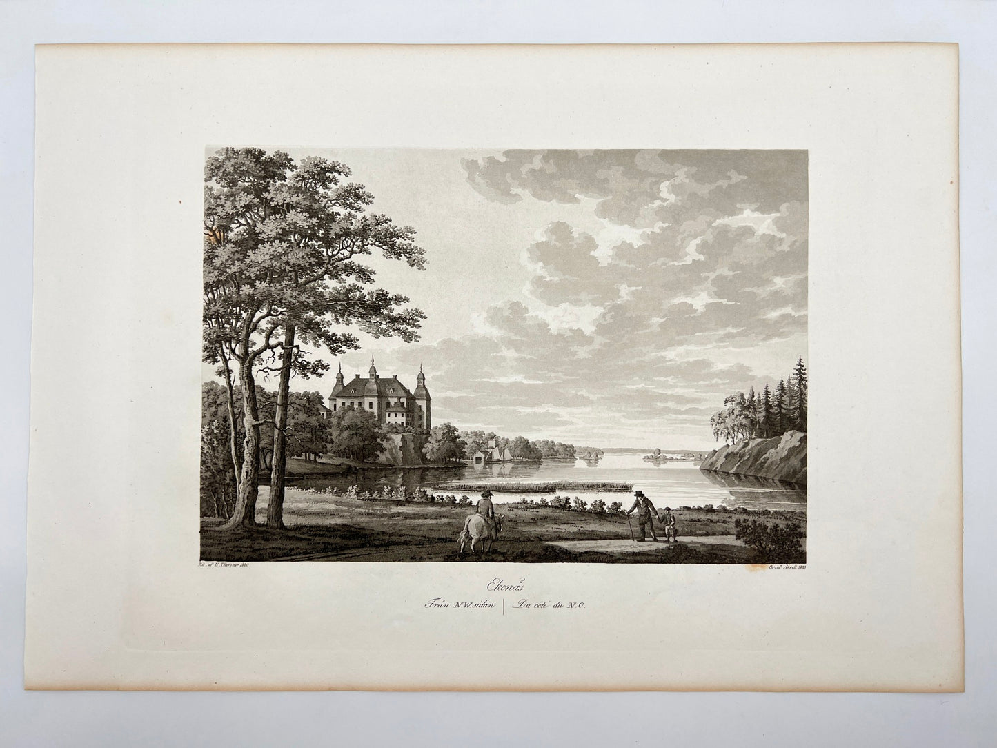 Antique Engraving - Ulrik Thersner - View of Ekenas Castle in Sweden - E3