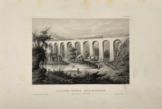 Antique Print - Meyer - Starucca Viaduct, Erie Railroad, New York State - E5