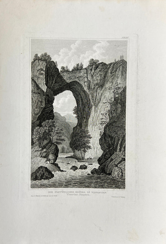 Original Antique Engraving - Carl Joseph Meyer - Natural Bridge State Park - E5