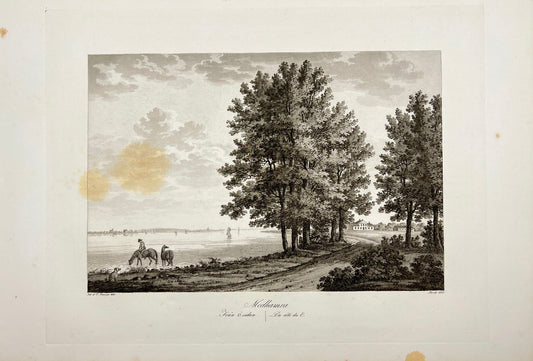 Original Antique Engraving - Ulrik Thersner - View of Medhamra in Sweden - E3