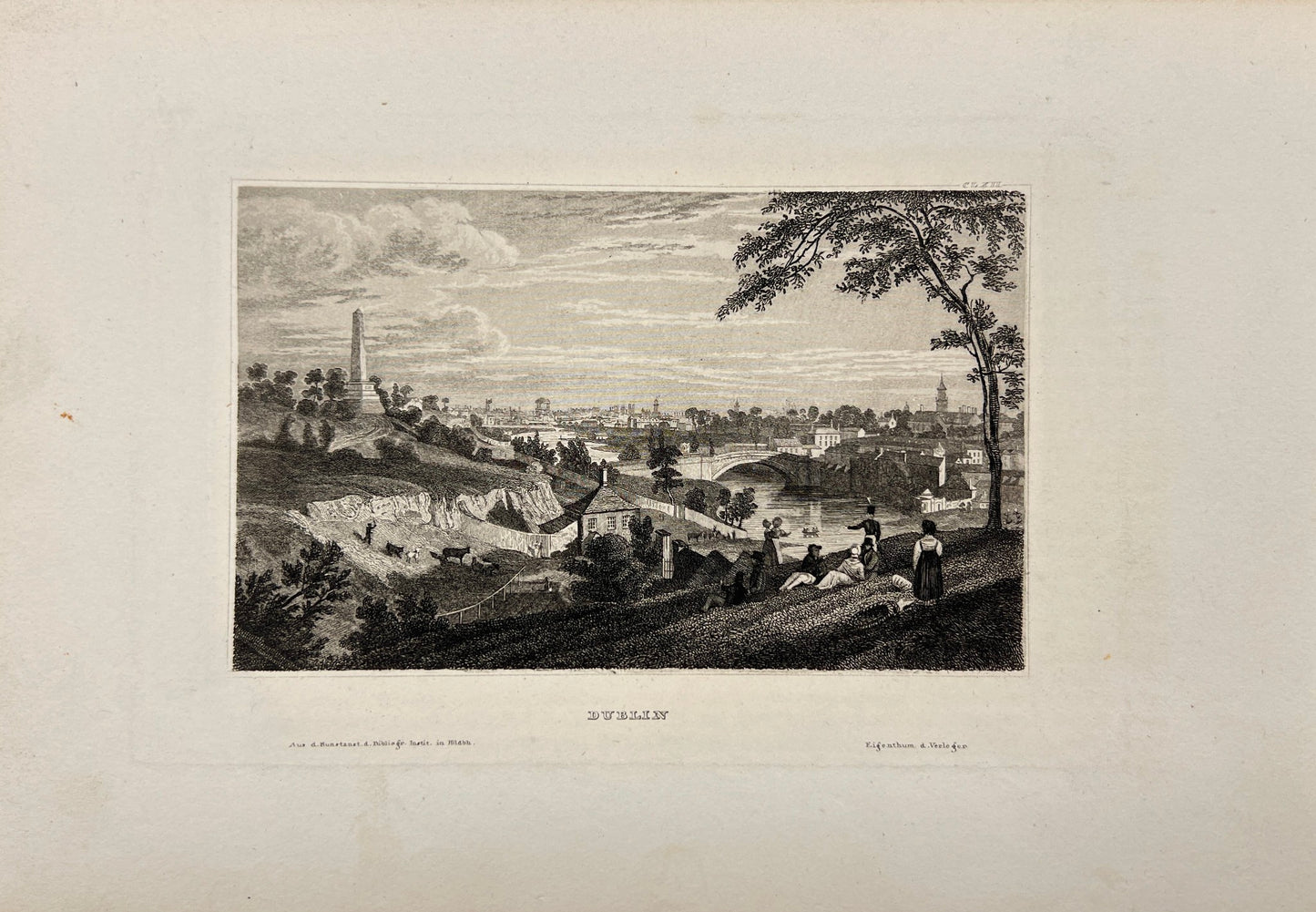 Antique Engraving - Karl Reiss - View of Dublin - Capital of Ireland - E5
