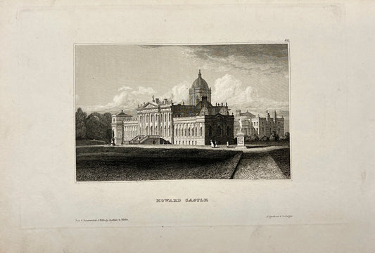 Original Antique Engraving - Carl Joseph Meyer - View of Howard Castle - E5