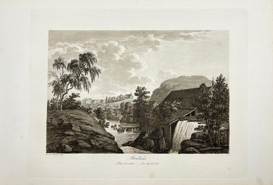 Original Antique Engraving - Ulrik Thersner - View of Stralsnas Sweden - E3