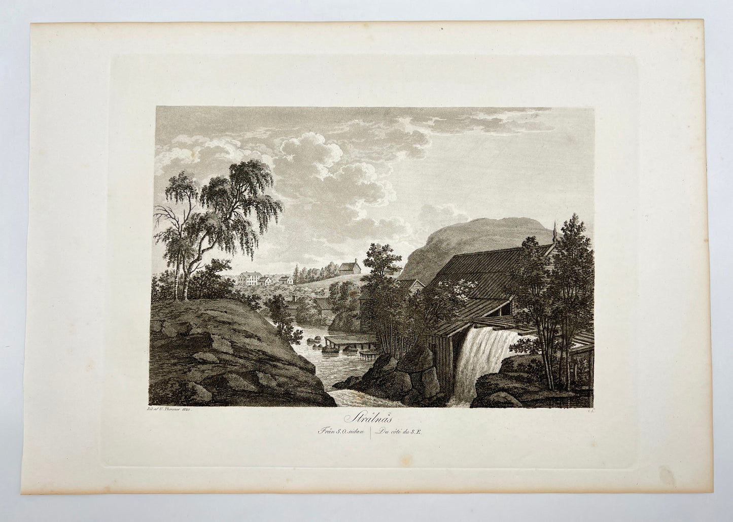 Original Antique Engraving - Ulrik Thersner - View of Stralsnas Sweden - E3