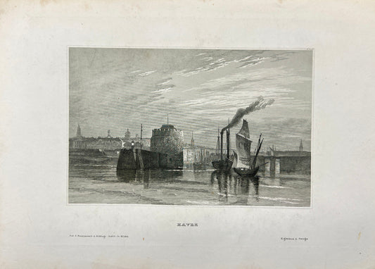 Original Antique Engraving - Carl Joseph Meyer - Havre, Tower of Francis I - E5