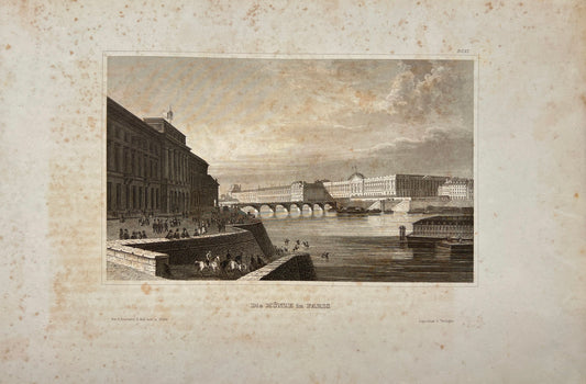 Original Antique Engraving - Carl Joseph Meyer - The Mint in Paris - E5
