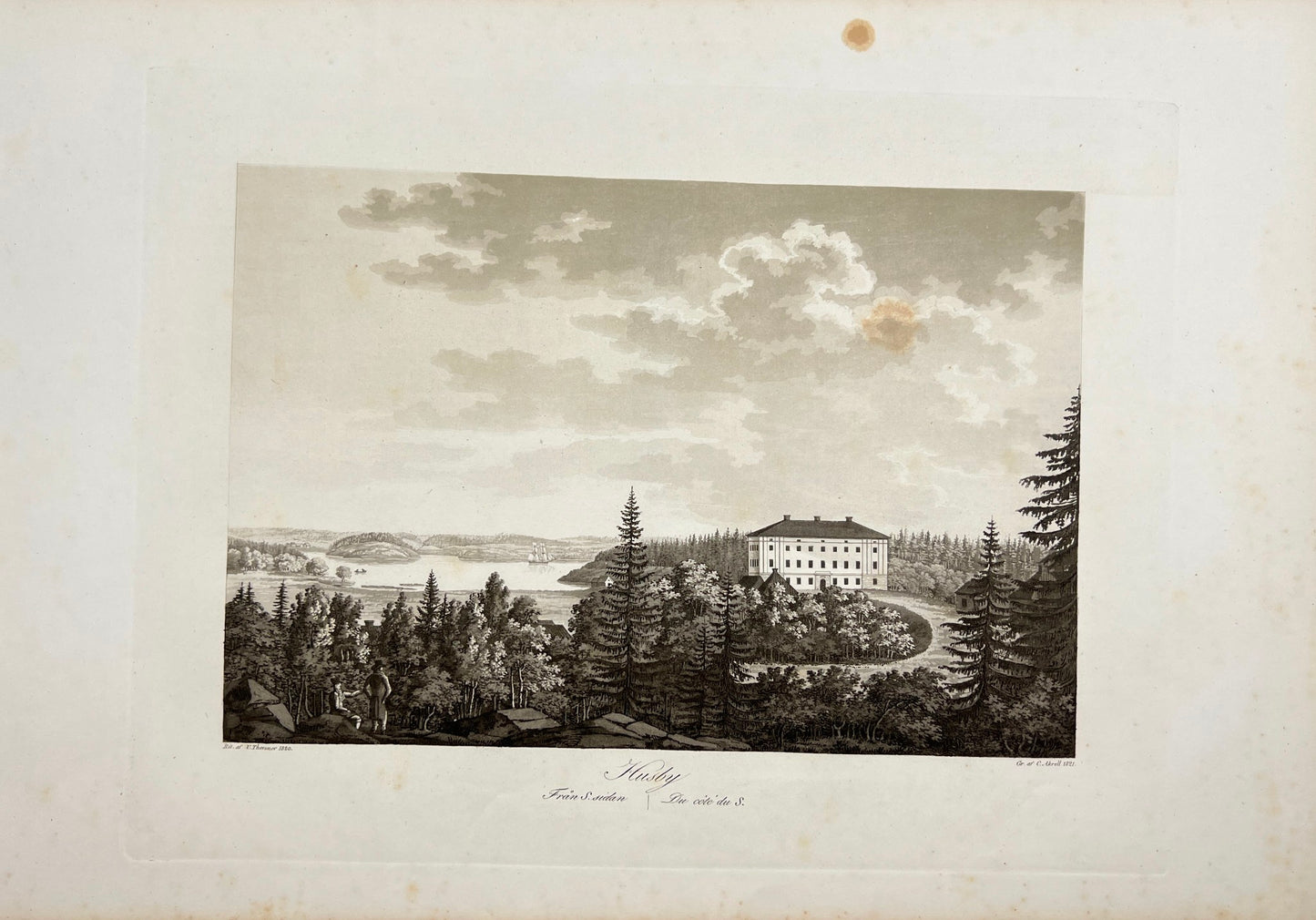 Original Antique Engraving - Ulrik Thersner - Husby Sateri in Sweden - E3