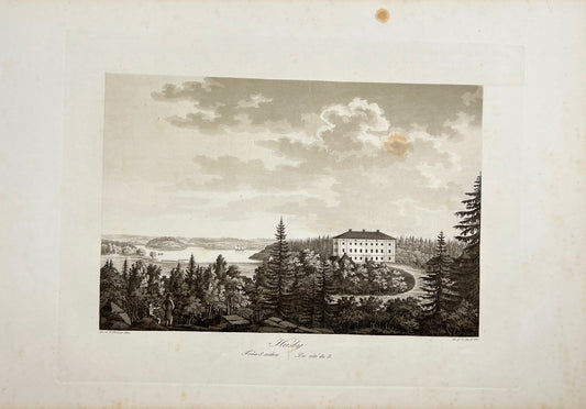 Original Antique Engraving - Ulrik Thersner - Husby Sateri in Sweden - E3