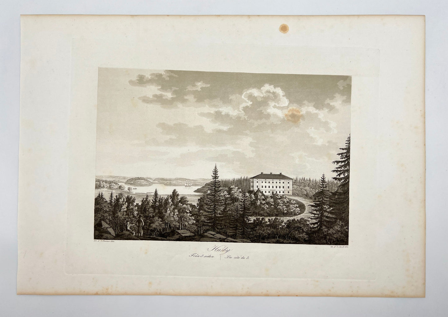 Original Antique Engraving - Ulrik Thersner - Husby Sateri in Sweden - E3