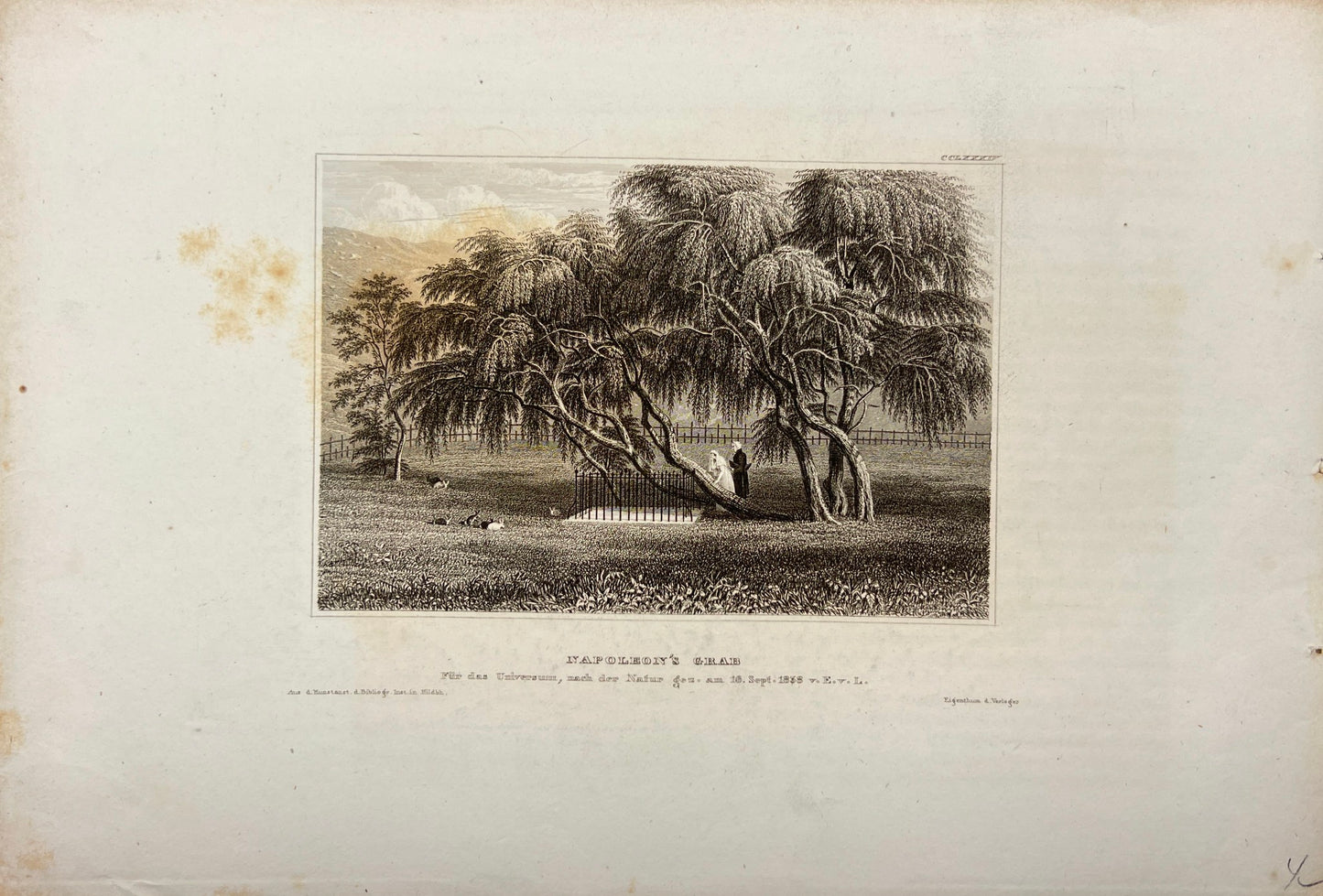 Original Antique Engraving - Carl Joseph Meyer - Napoleon's Tomb - E5