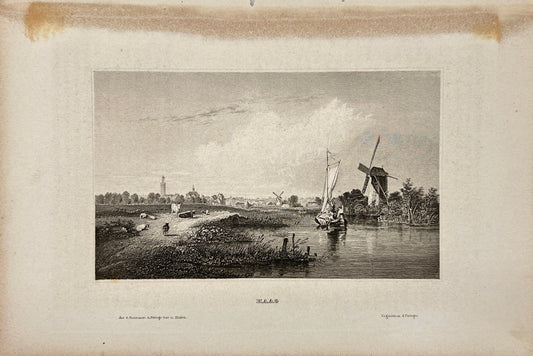 Antique Engraving - Carl Joseph Meyer - View of Hague in Netherlands - E5