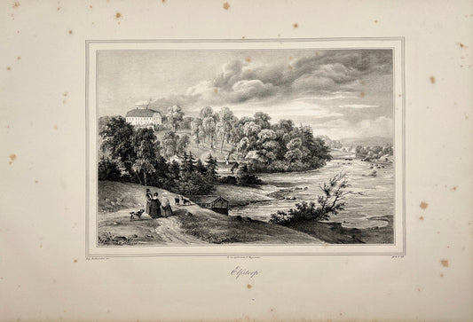 Original Antique Engraving - Ulrik Thersner - View of Elfstorp in Sweden - E3