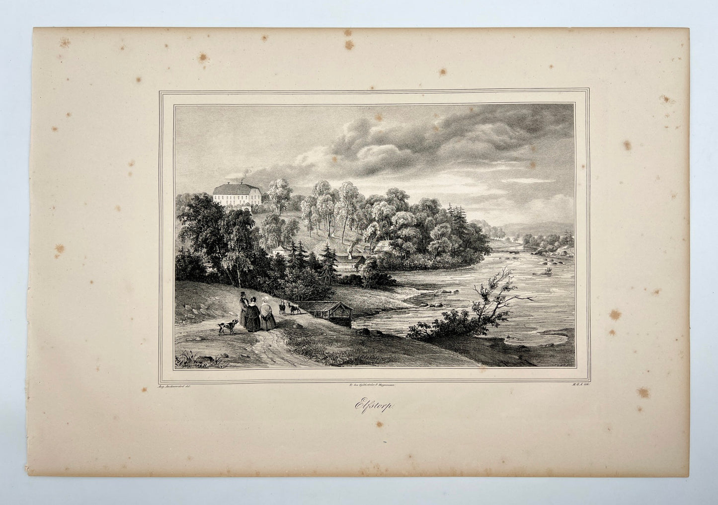 Original Antique Engraving - Ulrik Thersner - View of Elfstorp in Sweden - E3