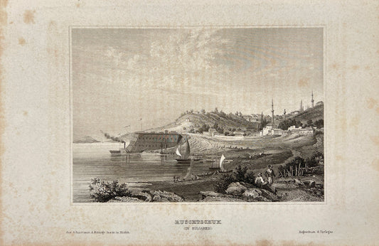Original Antique Engraving - Carl Joseph Meyer - Rushchuk in Bulgaria - E5
