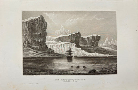 Antique Engraving - Carl Joseph Meyer - The Arctic Glaciers (Melville Bay) - E5