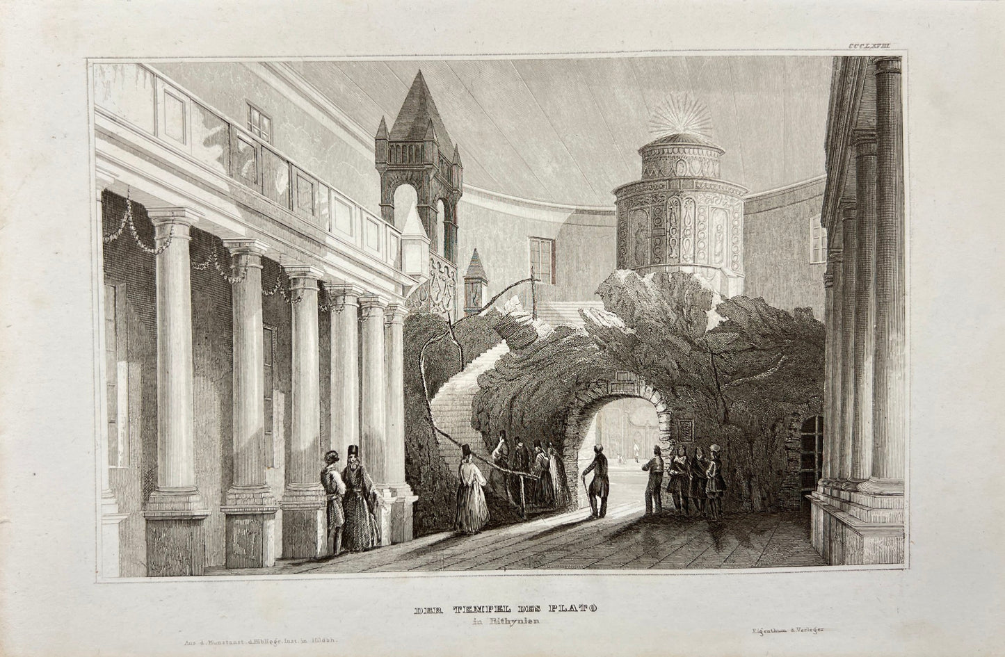 Antique Engraving - Carl Joseph Meyer - The Temple of Plato in Rithynia - E5