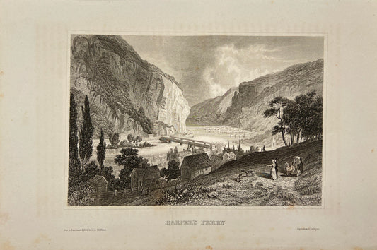 Antique Print - Carl Joseph Meyer - View of Harpers Ferry in West Virginia - E5