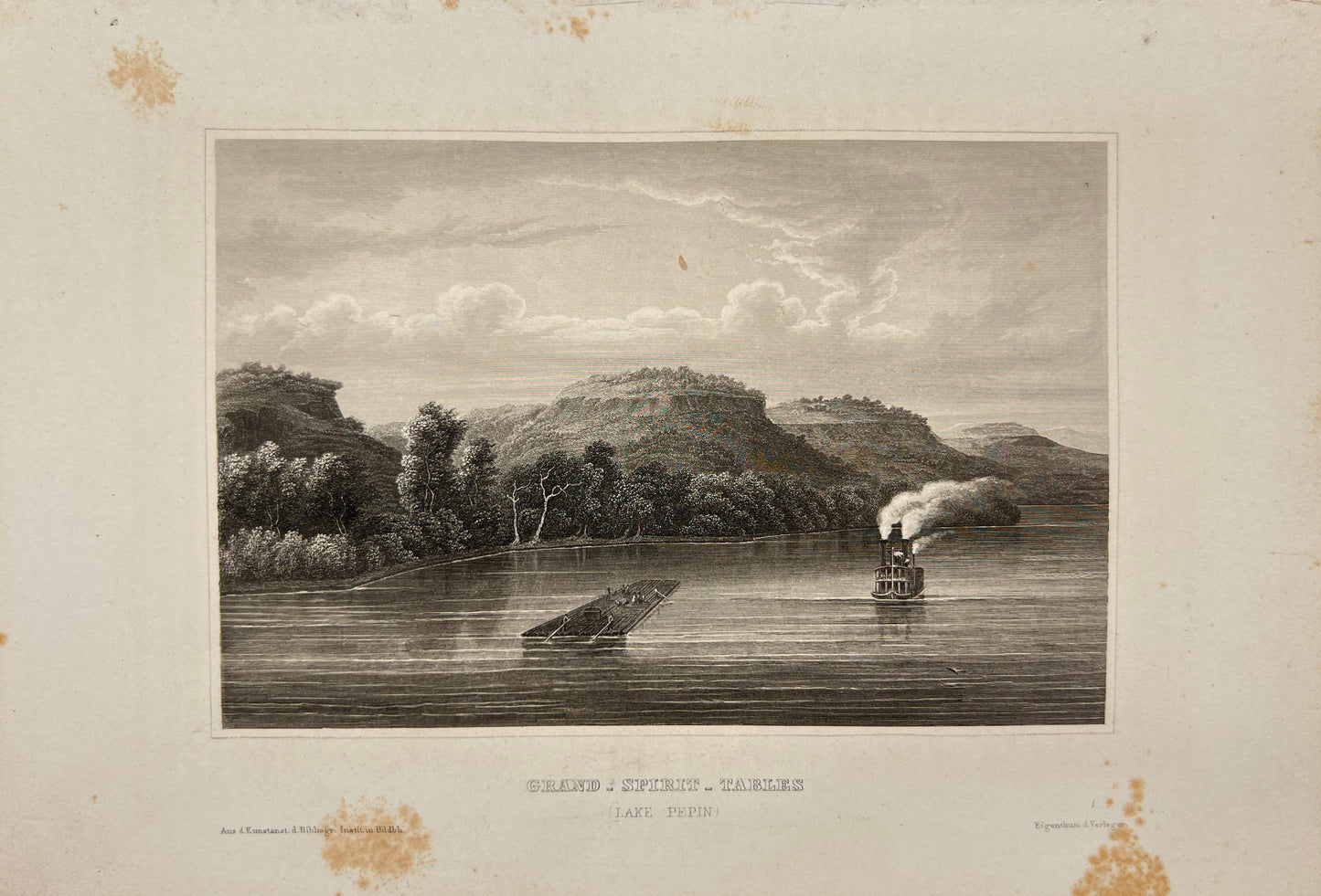 Antique Print - Carl Joseph Meyer - Grand-Spirit-Tables (Lake Pepin) - E5