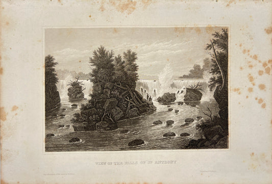 Antique Engraving - Meyer - View of Saint Anthony Falls in Minnesota - E5