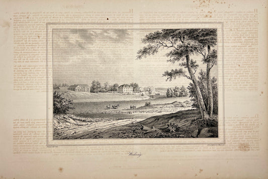 Original Antique Engraving - Ulrik Thersner - View of Vedevag in Sweden - E3