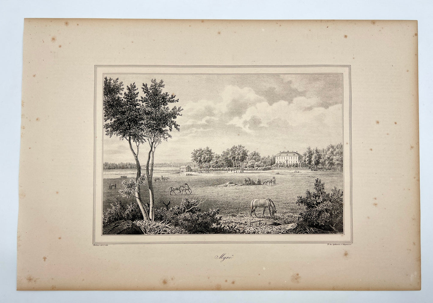 Antique Engraving - Ulrik Thersner - View of Hasselby Castle in Sweden - E3