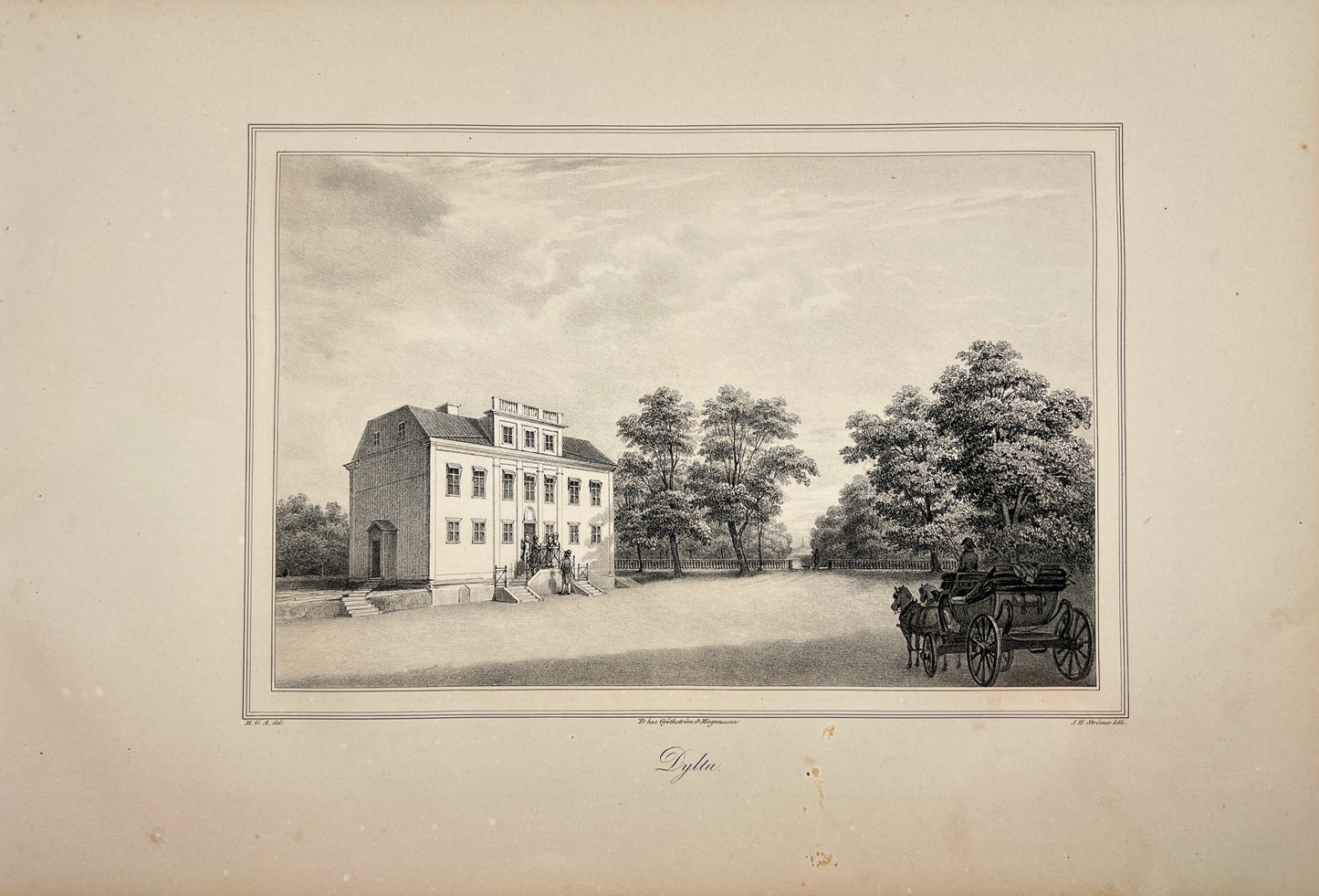 Antique Engraving - Ulrik Thersner - View of Jernkontoret in Sweden - E3