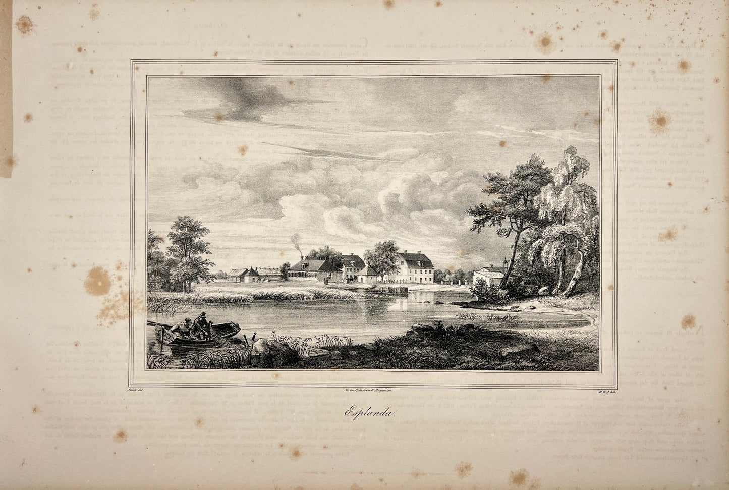 Antique Engraving - Ulrik Thersner - View of Esplunda Castle Sweden - E3