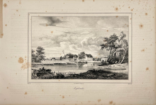 Antique Engraving - Ulrik Thersner - View of Esplunda Castle Sweden - E3