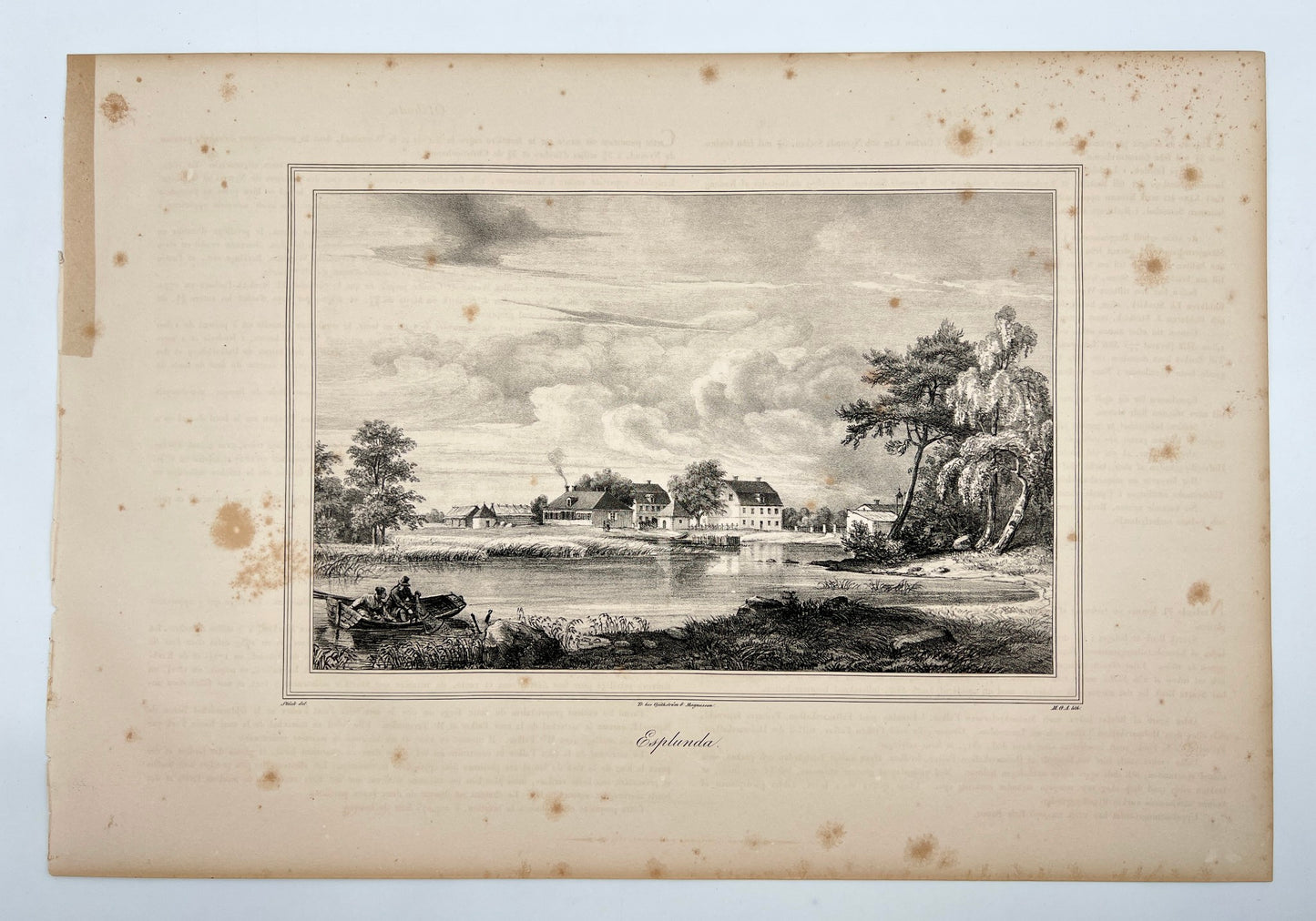 Antique Engraving - Ulrik Thersner - View of Esplunda Castle Sweden - E3