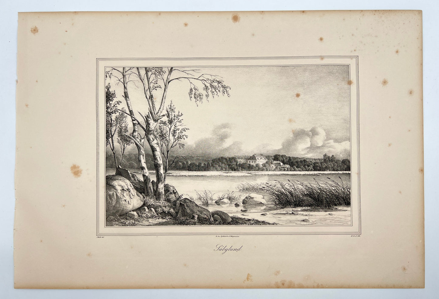 Antique Engraving - Ulrik Thersner - View of Ulvhalls Herrgard in Sweden - E3