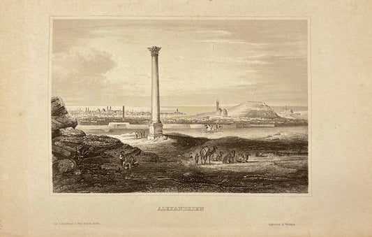 Original Antique Print - Carl Joseph Meyer - Serapeum of Alexandria - E5