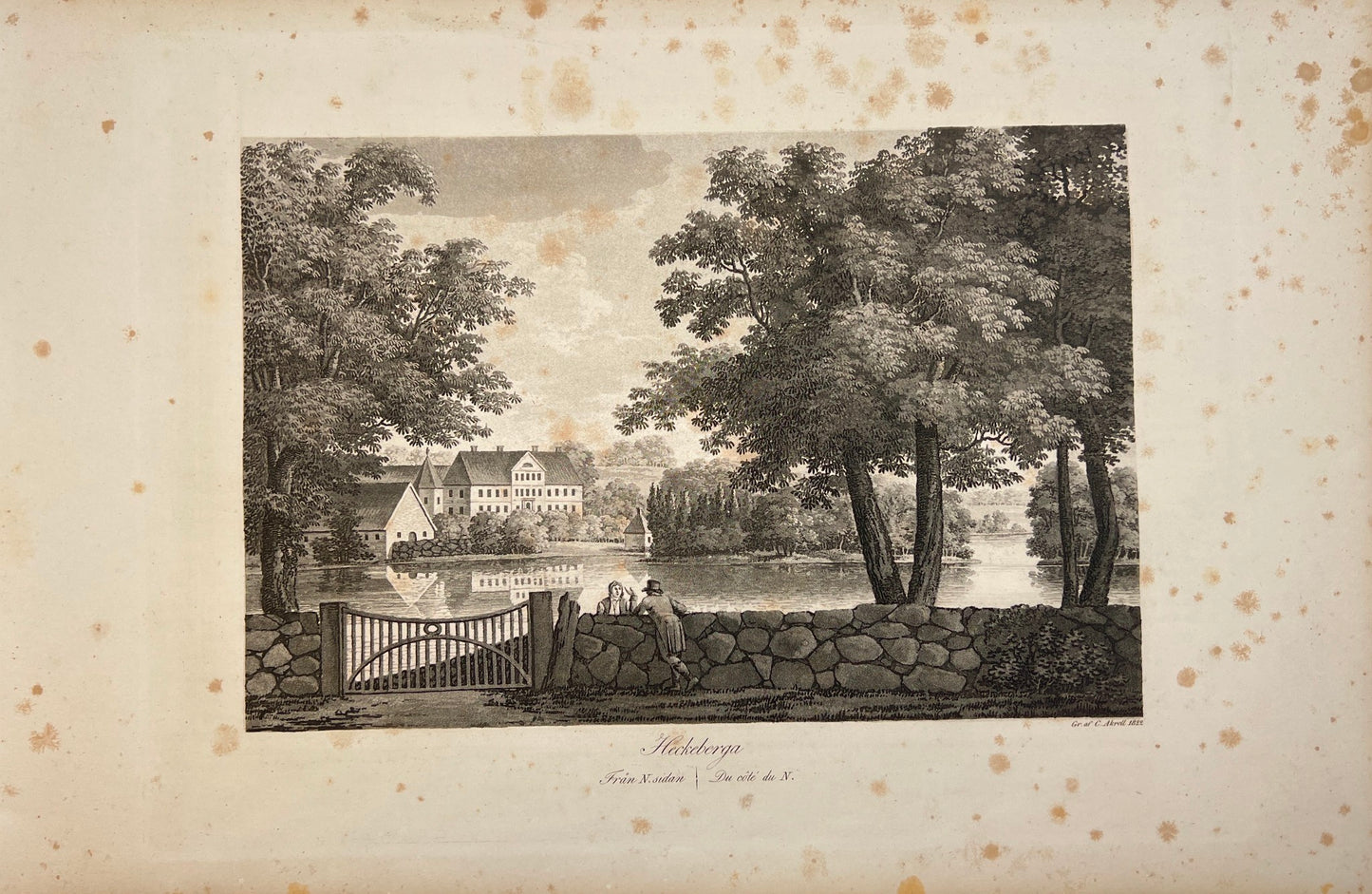 Antique Engraving - Ulrik Thersner - View of Hackeberga Castle in Sweden - E3