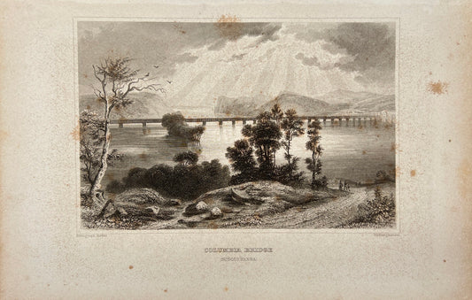 Original Antique Print - Carl Joseph Meyer - Columbia Bridge (Susquehanna) - E5